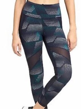Athleta Navy & Teal Geo-Dot Leggings